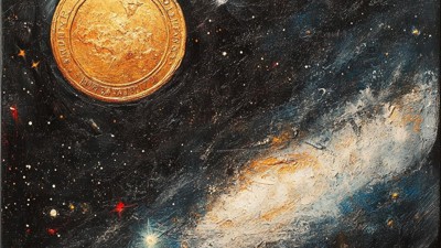 Un stablecoin dans le cosmos • Qant, M. de R. avec Midjourney