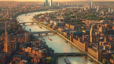 Londres, puissance de l'IA • Qant, M. de R. avec Midjourney