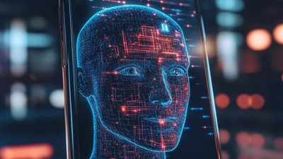 Un modèle dans le smartphone • Qant, M. de R. avec Midjourney