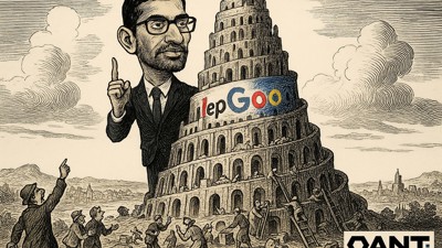 La tour de Babel de Sundar Pichai • Qant, M. de R. avec Midjourney