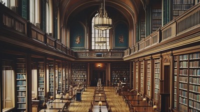 La bibliothèque d'Harvard • Qant, M. de R. avec Midjourney La bibliothèque d'Harvard • Qant, M. de R. avec Midjourney